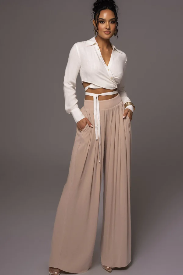 JLUXLABEL Beige After Sunset Pleated Pants