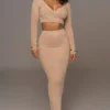 JLUXLABEL Beige Annette Sweater Knit Skirt Set