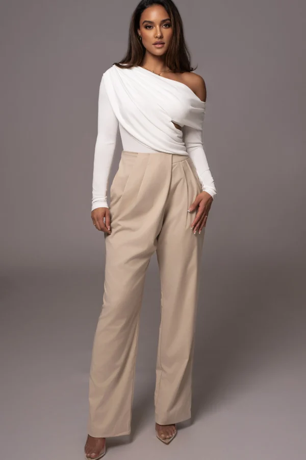 JLUXLABEL Beige Asymmetrical Draped Trousers