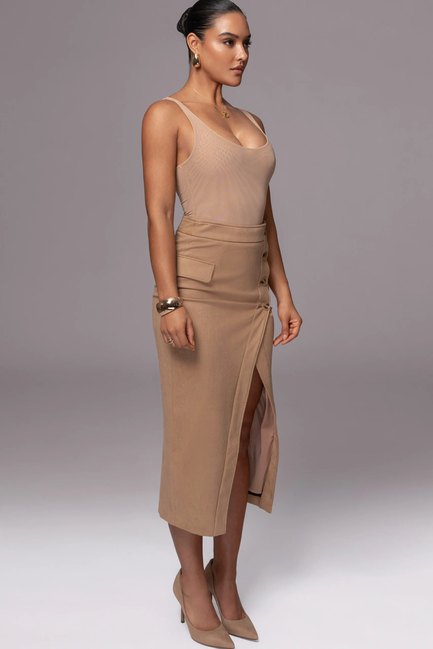 beige_audrey_suede_midi_s_4.webp JLUXLABEL Beige Audrey Suede Midi Skirt