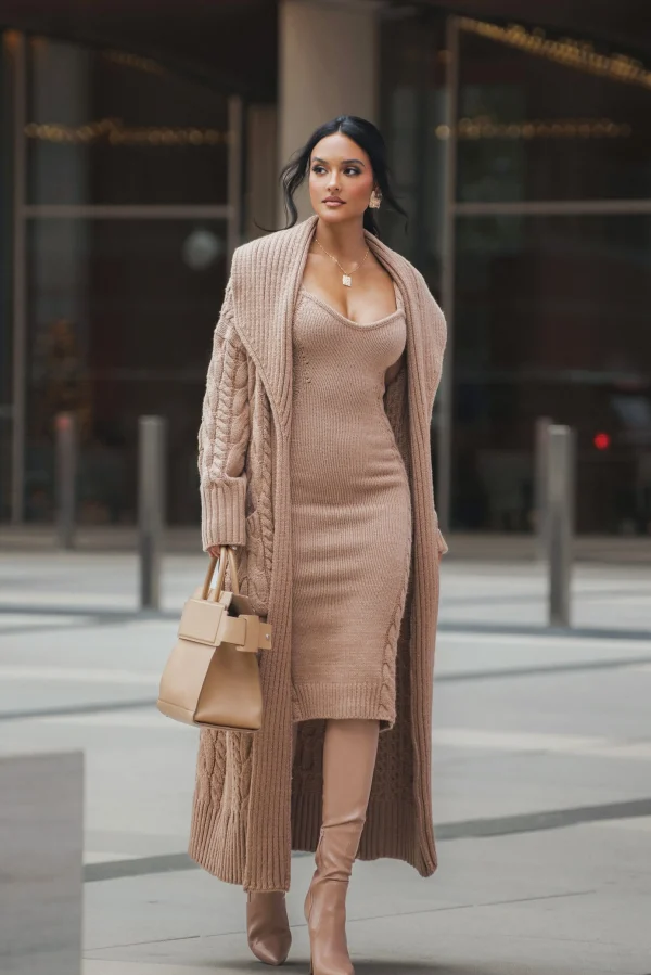 JLUXLABEL Beige Daria Sweater Knit Dress