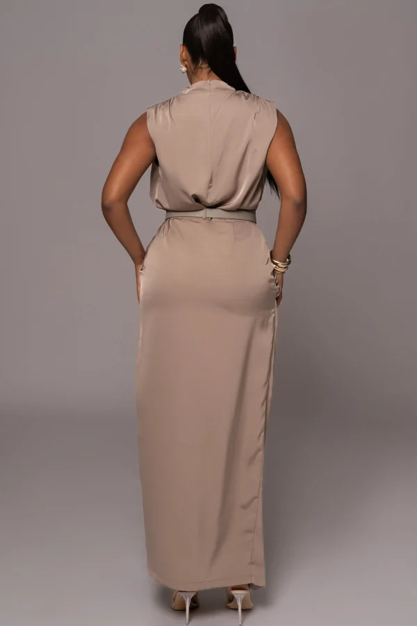 JLUXLABEL Beige Desiree Mock Neck Top