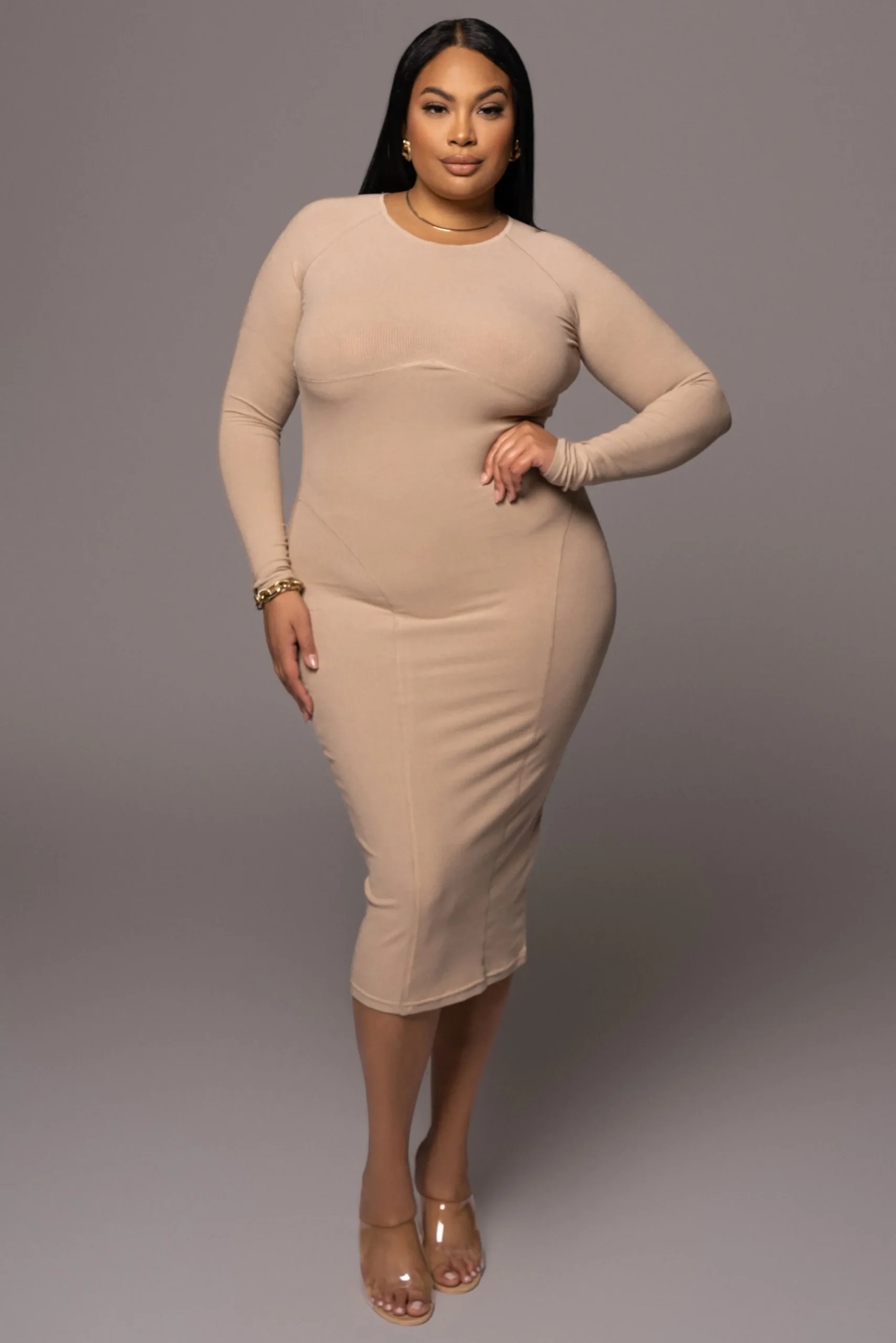 beige_high_expectations_m_1.webp JLUXLABEL Beige High Expectations Midi Dress