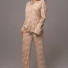 JLUXLABEL Beige Home For The Holidays Adult Pajama Set