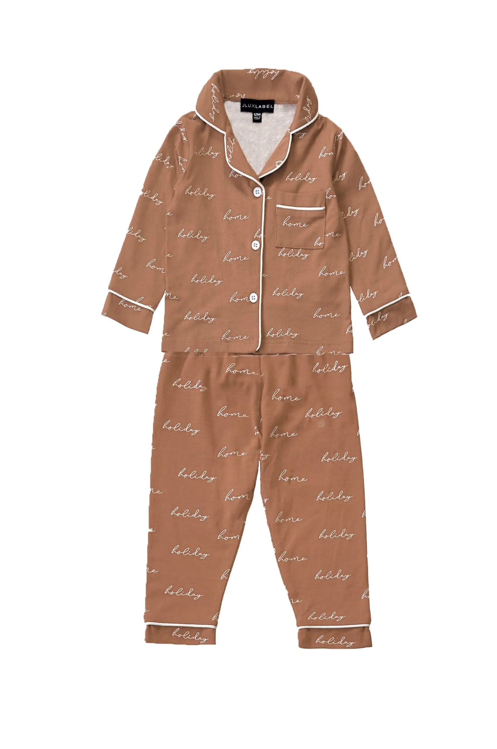 beige_home_for_the_holida_1-1.webp Kids JLUXLABEL Beige Home For The Holidays Kids Pajama Set