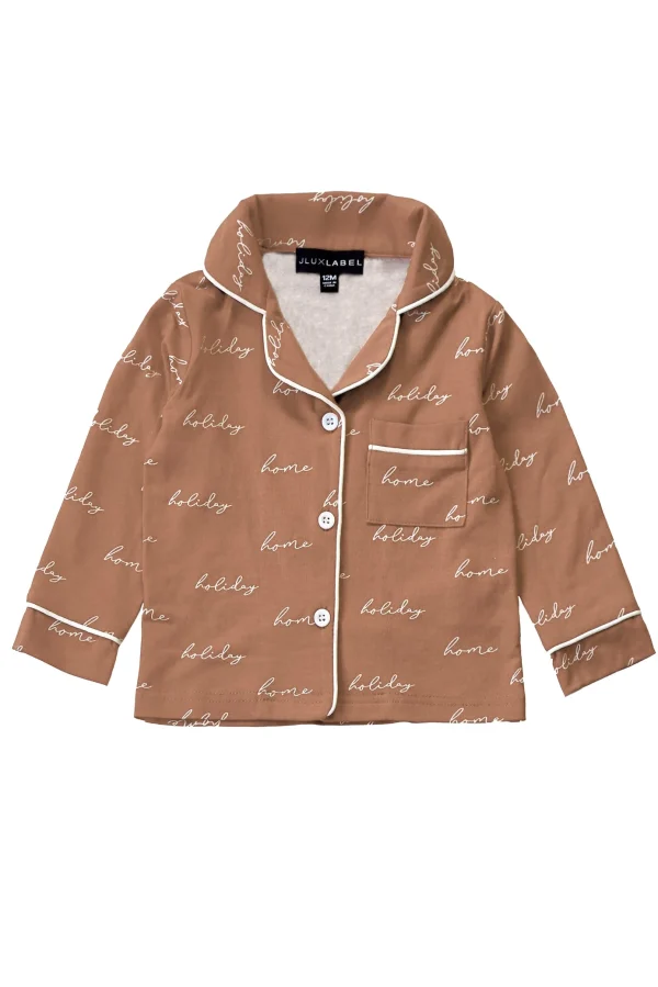 Kids JLUXLABEL Beige Home For The Holidays Kids Pajama Set