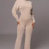 JLUXLABEL Beige Ivy Sweater Knit Pant Set