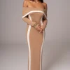 JLUXLABEL Beige Janet Off Shoulder Maxi Dress
