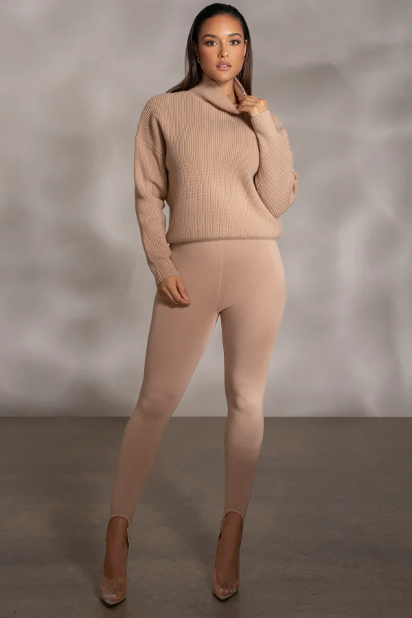 JLUXLABEL Beige Jenni Turtleneck Sweater Top