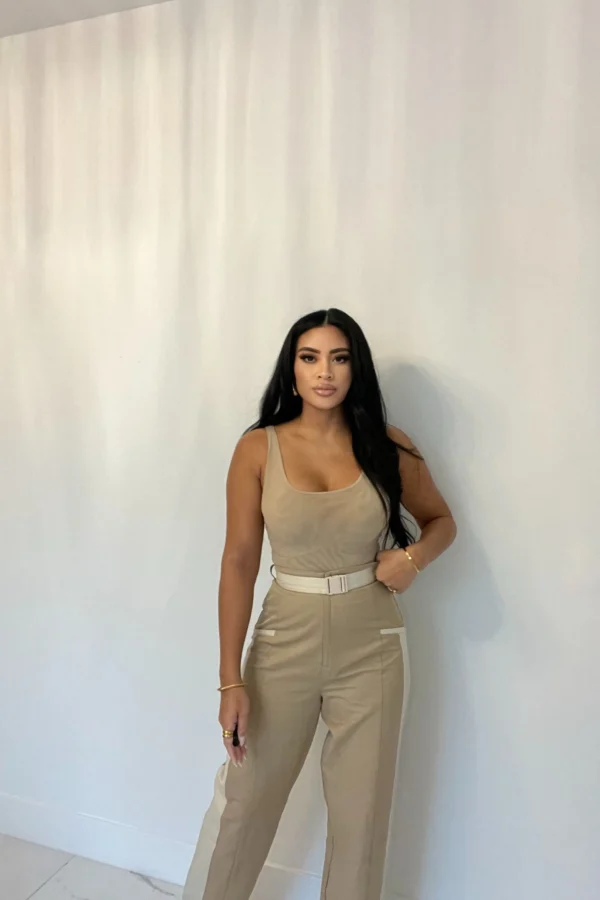 JLUXLABEL Beige Mesh Essentials Tank Bodysuit Undergarment