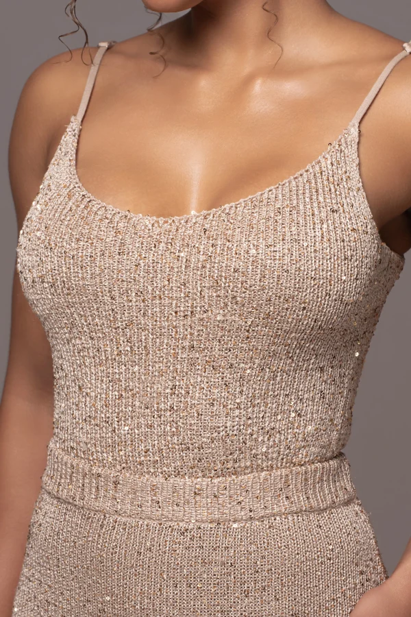 JLUXLABEL Beige Palace Sequin Skirt Set