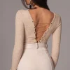 JLUXLABEL Beige Pegasus Chain Bodysuit