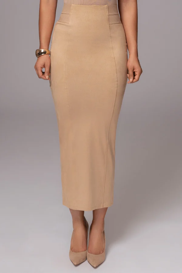 JLUXLABEL Beige Phoenix Suede Skirt