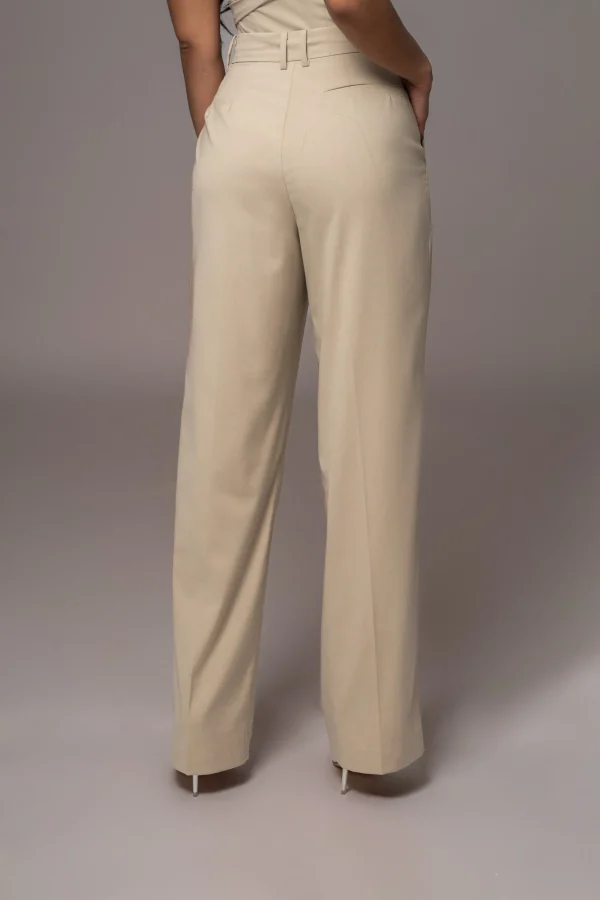 JLUXLABEL Beige Power Hour High Waist Trousers