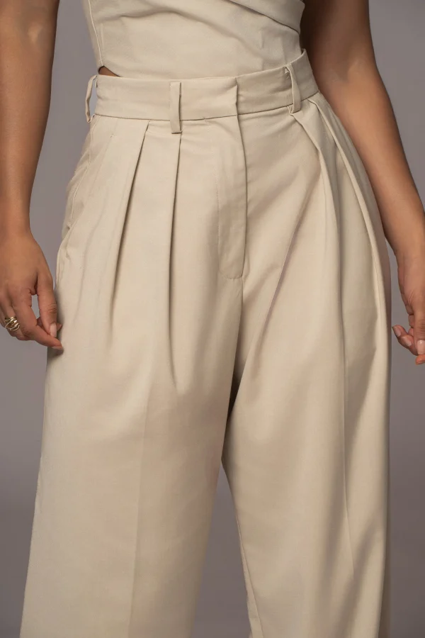 JLUXLABEL Beige Power Hour High Waist Trousers