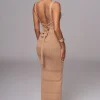 JLUXLABEL Beige Sandy Shores Knit Midi Dress