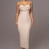 JLUXLABEL Beige Sequin Visions Of You Midi Dress