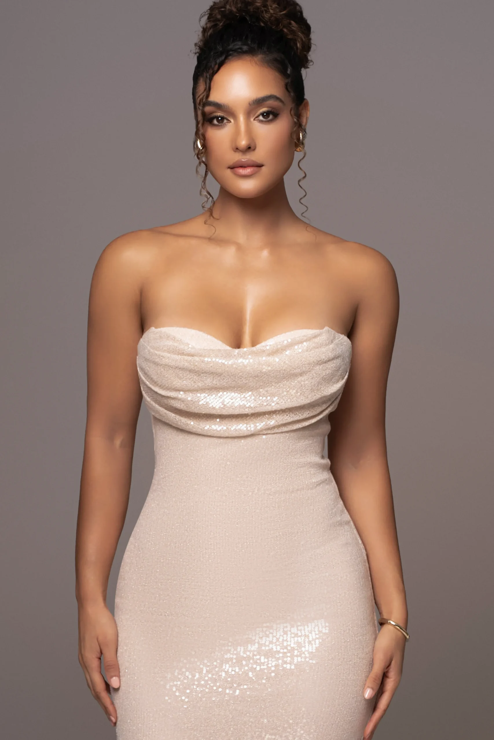 beige_sequin_visions_of_y_1.webp JLUXLABEL Beige Sequin Visions Of You Midi Dress
