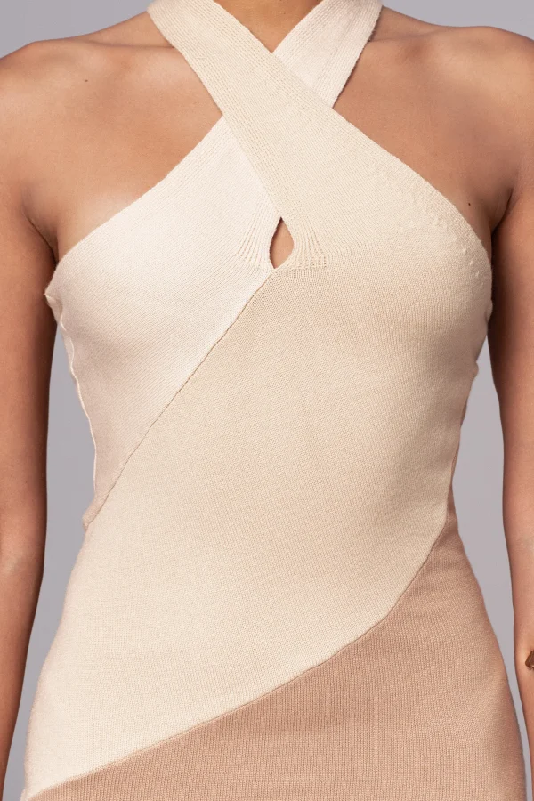 JLUXLABEL Beige Steph Halter Maxi Dress