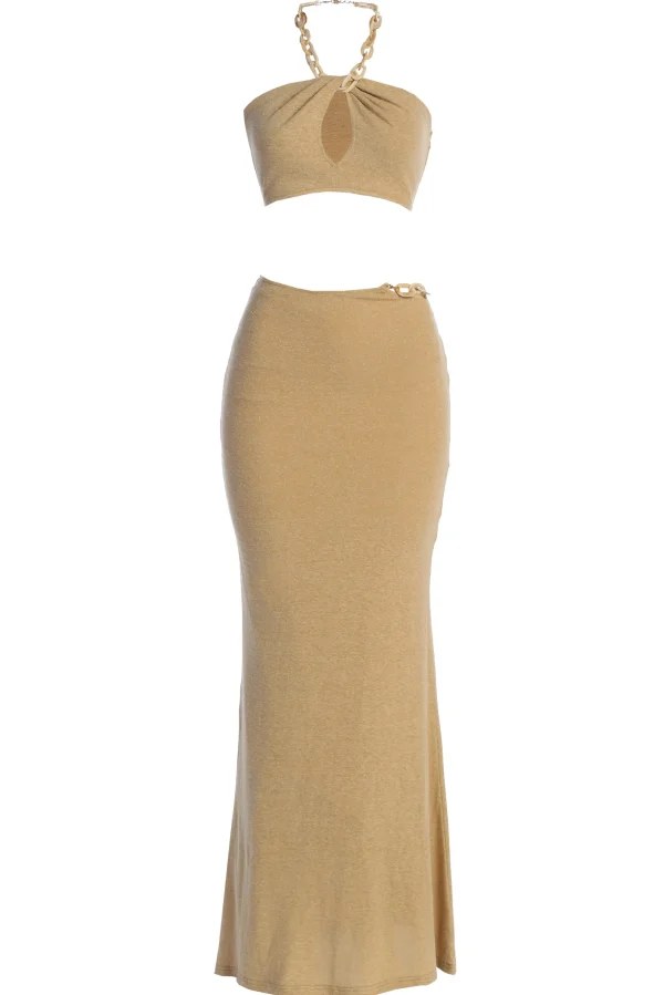 JLUXLABEL Beige Summer Horizon Skirt Set