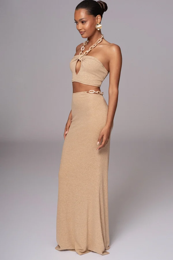 JLUXLABEL Beige Summer Horizon Skirt Set