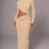 JLUXLABEL Beige Summer Romance Cutout Dress