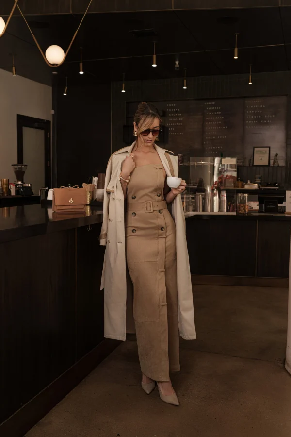 JLUXLABEL Beige Xena Suede Maxi Dress