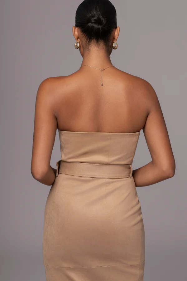 JLUXLABEL Beige Xena Suede Maxi Dress