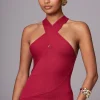 JLUXLABEL Berry Steph Halter Maxi Dress