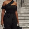 JLUXLABEL Black Above All Drape Bodysuit