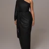 JLUXLABEL Black Amina Metallic Maxi Dress