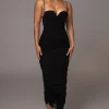 JLUXLABEL Black Arcadia Mesh Midi Dress