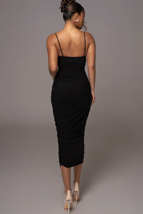 JLUXLABEL Black Arcadia Mesh Midi Dress