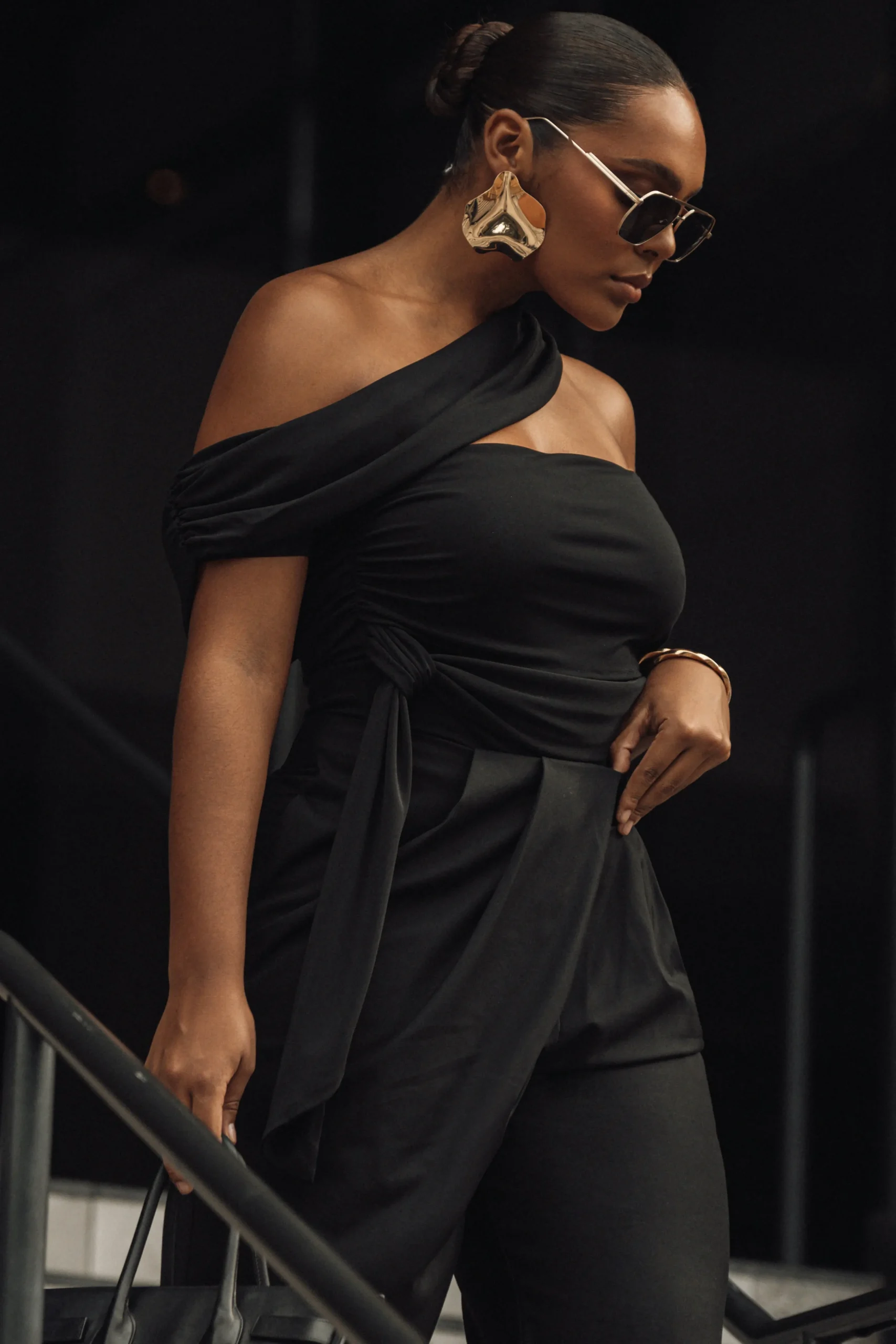 black_asymmetrical_draped_12.webp JLUXLABEL Black Asymmetrical Draped Trousers