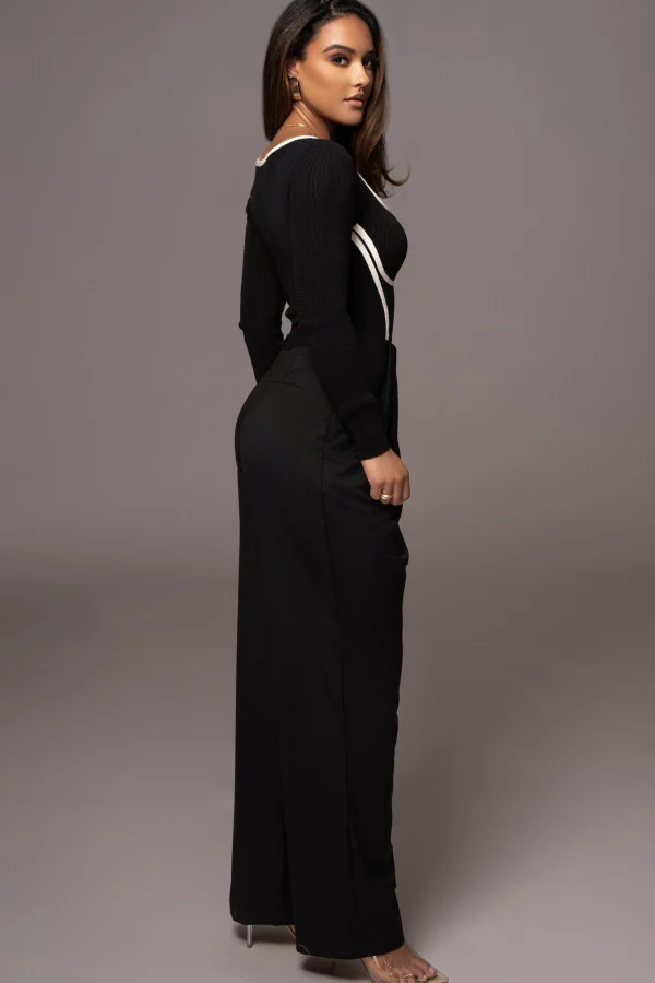 JLUXLABEL Black Asymmetrical Draped Trousers