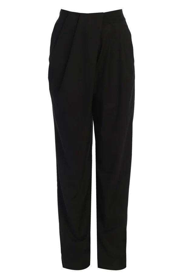 JLUXLABEL Black Asymmetrical Draped Trousers