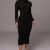 JLUXLABEL Black Aubrey Turtleneck Sweater Dress