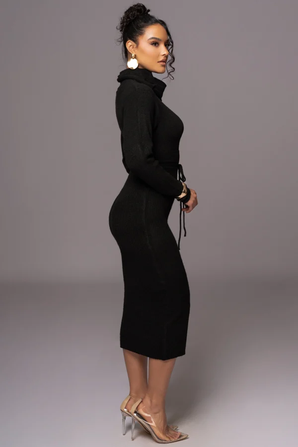 JLUXLABEL Black Aubrey Turtleneck Sweater Dress