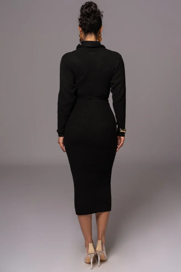 JLUXLABEL Black Aubrey Turtleneck Sweater Dress