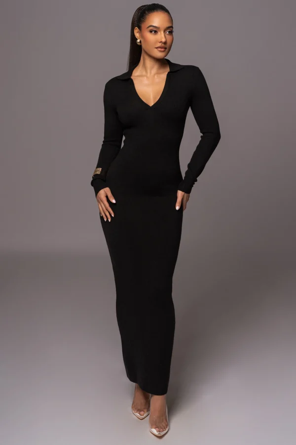 JLUXLABEL Black Bellinda Collar Maxi Dress