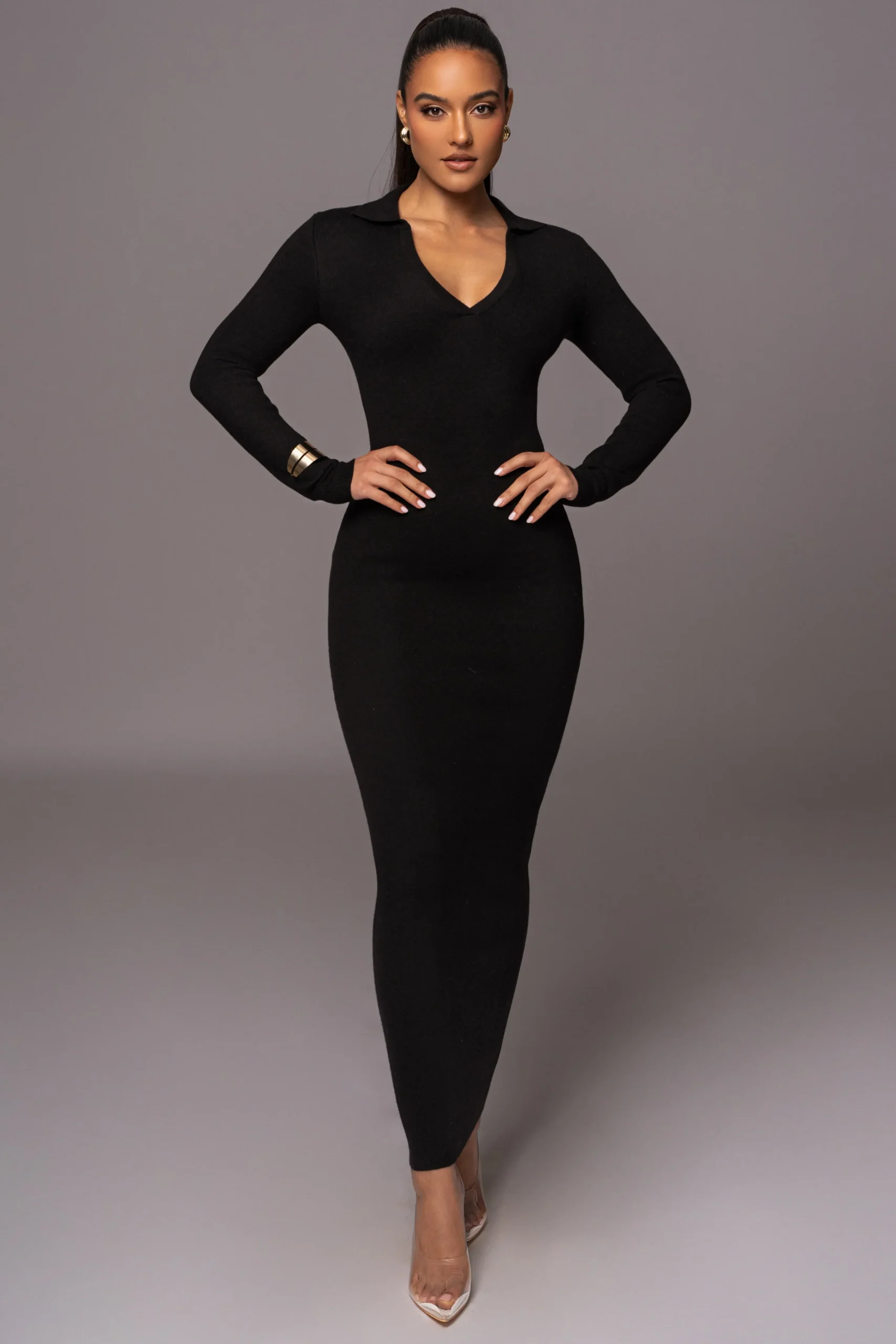 black_bellinda_collar_max_3.webp JLUXLABEL Black Bellinda Collar Maxi Dress
