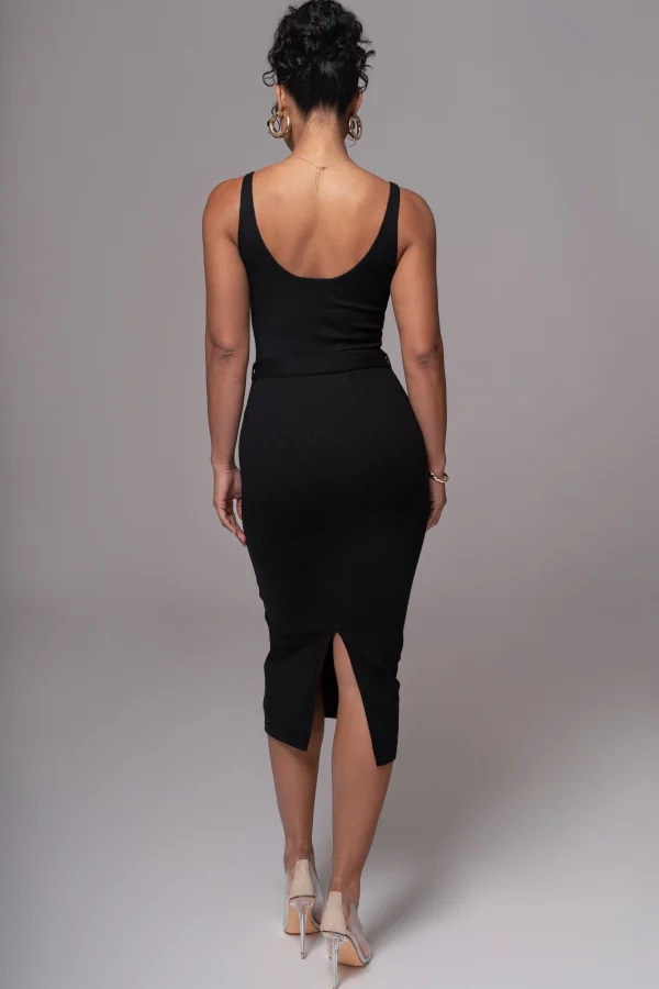 JLUXLABEL Black Belted Envy Midi Dress