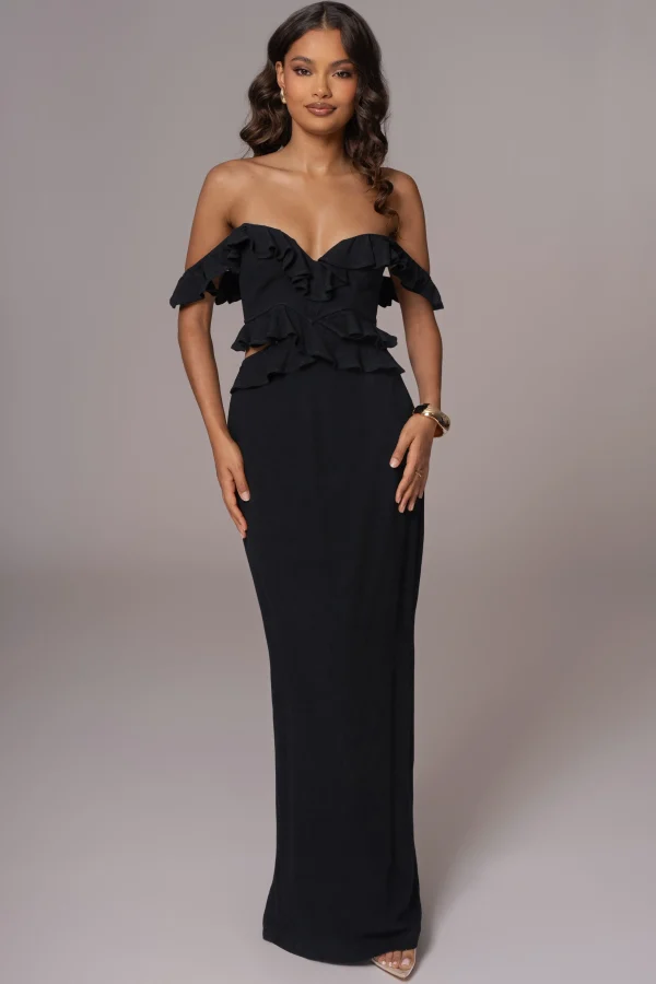JLUXLABEL Black Brighter Days Linen Maxi Dress