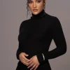 JLUXLABEL Black Carli Turtle Neck Top
