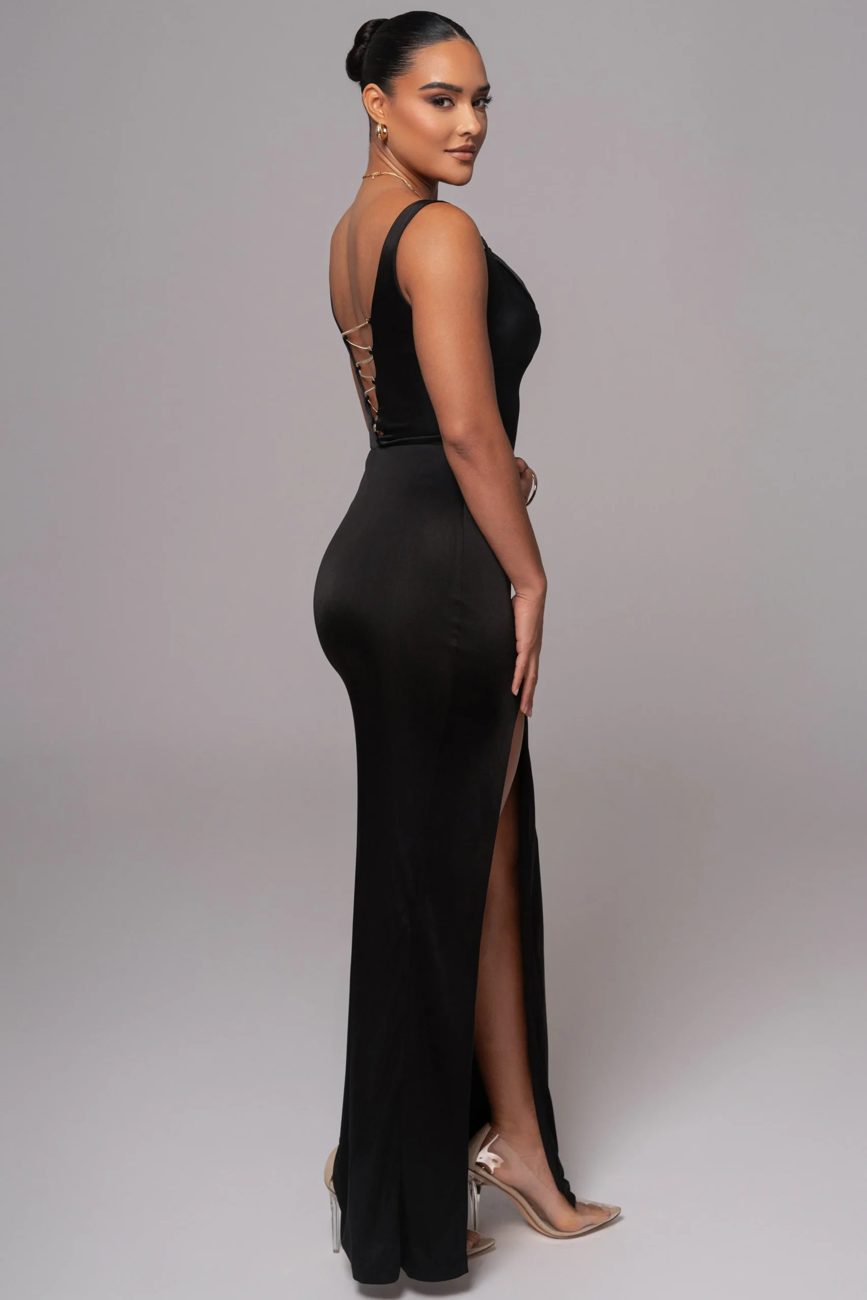 black_cowl_neck_chain_dre_2.webp JLUXLABEL Black Cowl Neck Chain Dress