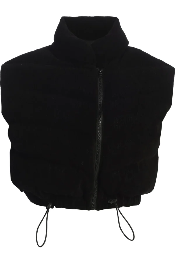 JLUXLABEL Black Delma Ribbed Puffer Vest