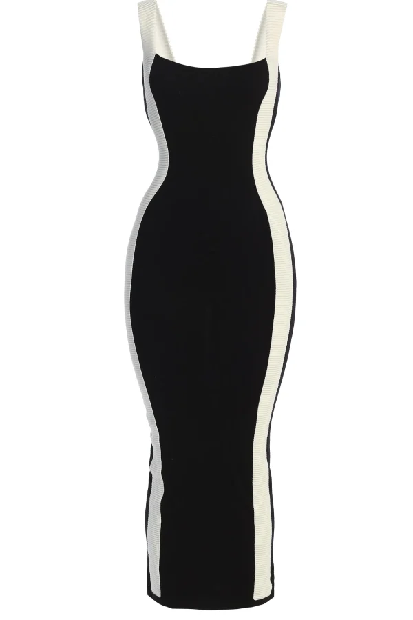 JLUXLABEL Black Donna Knit Midi Dress