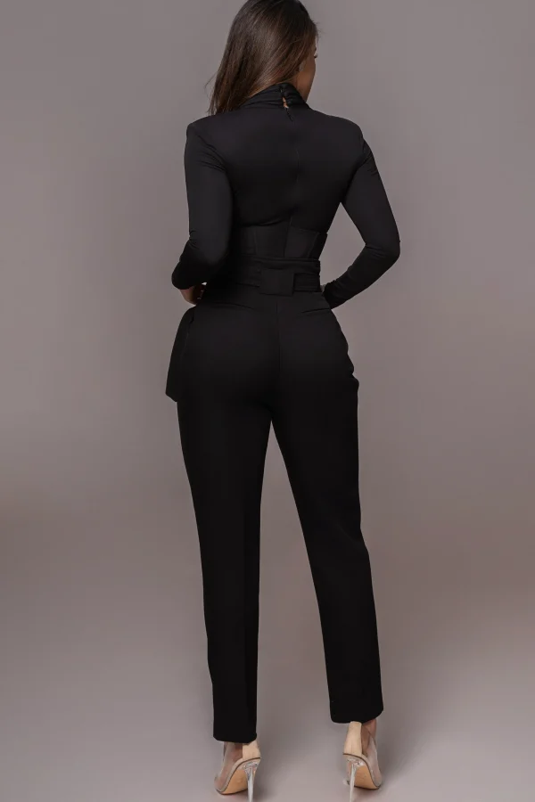 JLUXLABEL Black Drape Corset Bodysuit
