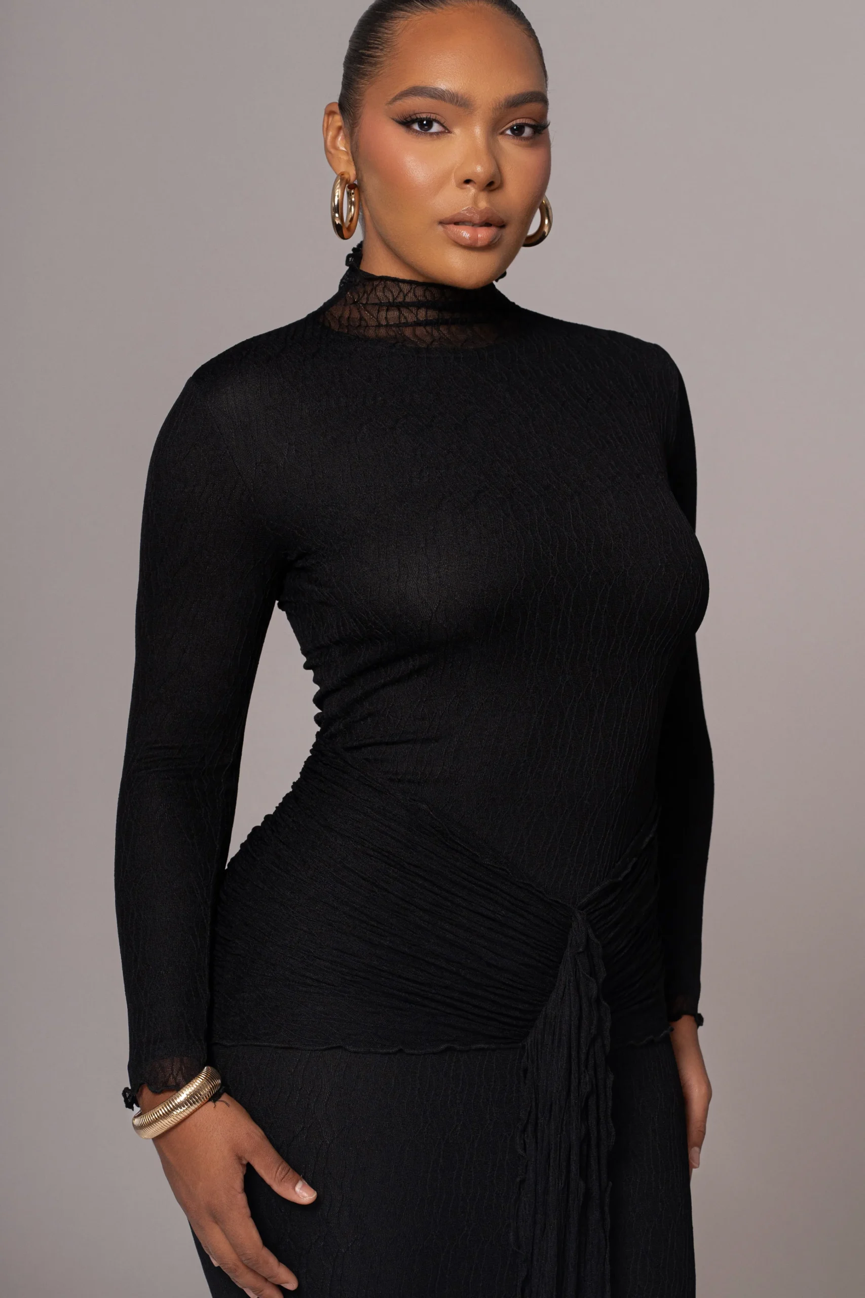 black_drape_mock_neck_dre_5.webp JLUXLABEL Black Drape Mock Neck Dress