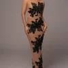 JLUXLABEL Black Edena Embroidered Midi Skirt